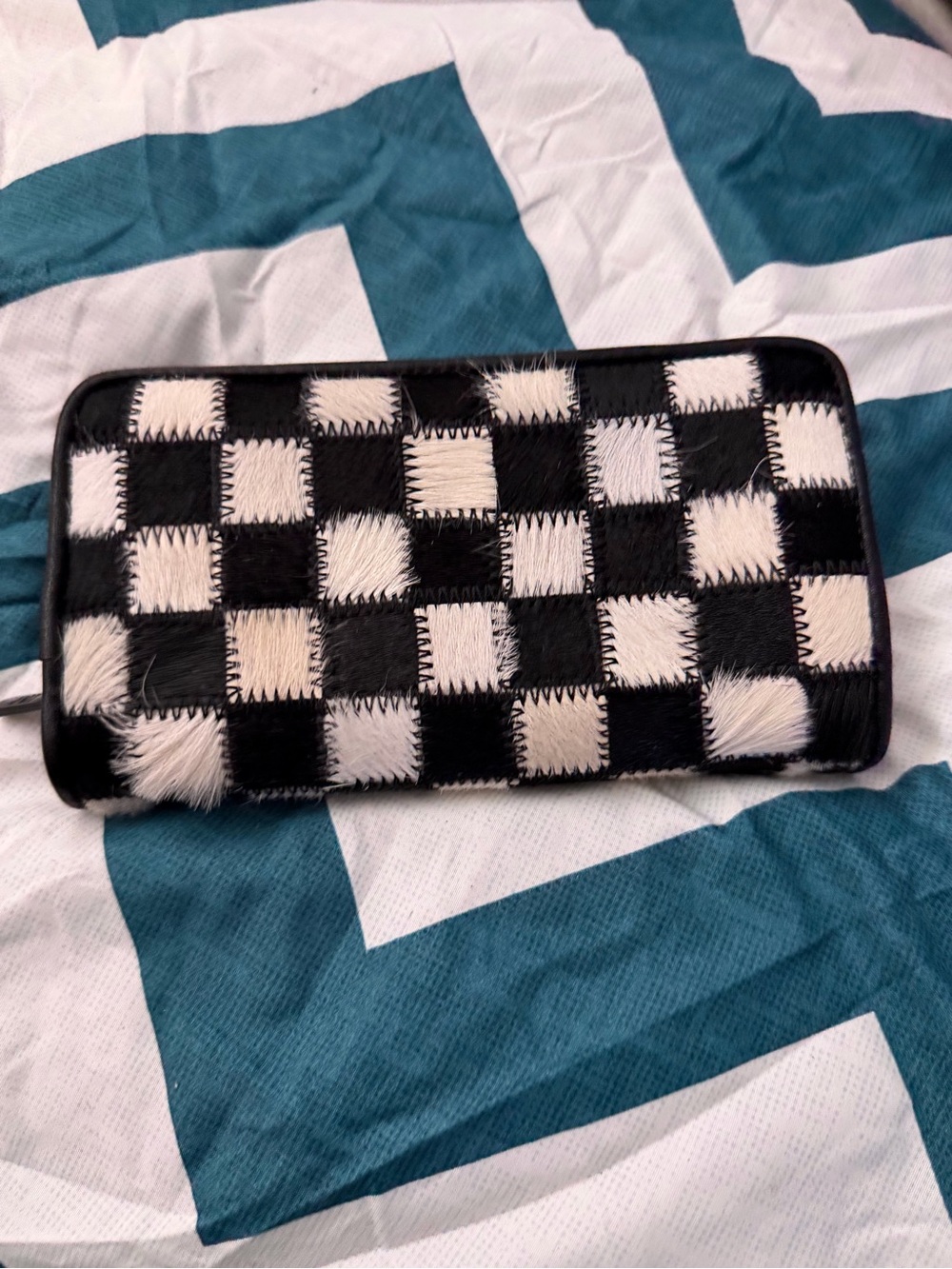 Black & White Checker Zip Wallet - Dani Morgan